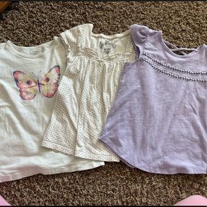 Size 7 tees. Lavender. White pattern. Butterfly
